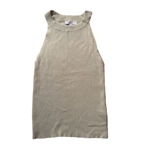 Aemi + Co Grecian Neck Ribbed Tank Light Green Women’s Medium